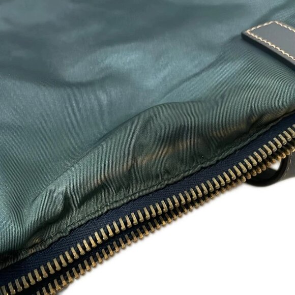 PRADA - Blue Green Navy Nylon Leather Handbag 400-053125 - Picture 7 of 9